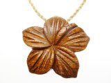 Natural Koa Wood Flower w/ Adjustable Brown Cord, 6pcs/bag