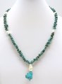 Turquoise with Fresh Water Pearl Necklace 18"