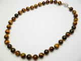 10mm Tiger Eye Stone Necklace 18"+ 2" Extension