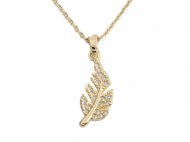 Crystal Leaf on 18" Bass Chain 18K Gold Plated Necklace