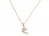 Crystal Dolphin on 18" Bass Chain 18K Gold Plated Necklace