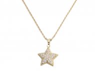 Crystal Starfish on 18" Bass Chain 18K Gold Plated Necklace
