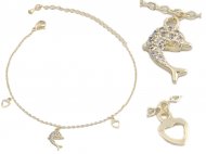 Crystals Dolphin on Bass Chain 18K Gold Plated Bracelet