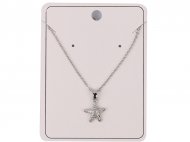 Crystal Starfish on 18" Bass Chain Rhodium Plated Necklace