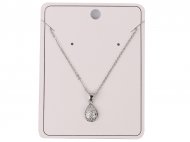 Crystal Egg Shape on 18" Bass Chain Rhodium Plated Necklace