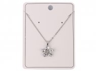 Crystal Plumeria on 18" Bass Chain Rhodium Plated Necklace