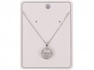 Crystal Circle of Life on 18" Bass Chain Rhodium Plated Necklace