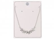 Crystal Plumerias on 18" Bass Chain Rhodium Plated Necklace