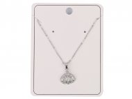 Crystal Sea Shell on 18" Bass Chain Rhodium Plated Necklace