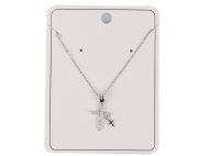 Crystal Cross on 18" Bass Chain Rhodium Plated Necklace
