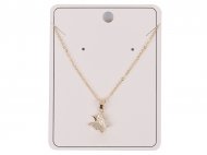 Crystal Butterfly on 18" Bass Chain 18K Gold Plated Necklace