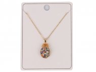 Crystal Pineapple on 18" Bass Chain 18K Gold Plated Necklace