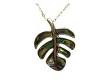Abalone Shell Monstera Leaf Penant w/18" Ball Chain