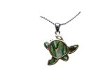 Abalone Shell Turtle Pendant w/ Ball Chain 18"