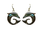 Abalone Shell Dolphin Dangling Earrings