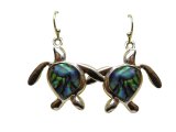 Abalone Shell Turtle Dangling Earrings