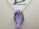 23mm Purple Fashion Slipper “Maui” w/ C.Z Stone w/Ball Chain