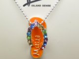 23mm Orange Fashion Slipper “Maui” w/ C.Z Stone w/ Ball Chain