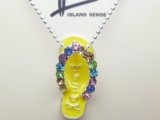23mm Yellow Fashion Slipper “Hawaii” w C.Z Stone w/ Ball Chain