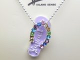 Purple Slipper w/ Hawaii w/CZ Pendant w/18" Ball Chain