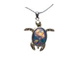 28x25mm Marble Dark Blue Glass Turtle necklace