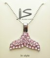 Light Pink Crystal Whale Tail Necklace 18"