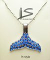 Royal Blue Crystal Whale Tail Necklace 18"​