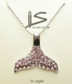 Dark Pink Crystal Whale Tail necklace 18"​