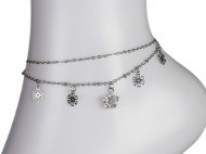 Crystal Flower Charms Anklets, MOQ-6