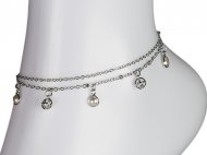 Crystal & Pearl Charms Anklets, MOQ-6