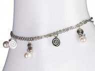 Pearl & Swirl Charms Anklets, MOQ-6