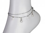 Crystal & Teardrop Pearl Charms Anklets, MOQ-6