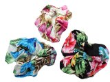 Hawaii Floral Print Scrunchie Hair Ties Assorted Color