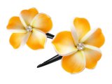 35mm Orange Fimo Flower w/C.Z Stone Hair Clip