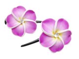 35mm Purple Fimo Flower w/C.Z.Stone Hair Clip