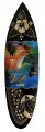 50cm/20" Wood Carved w/ Hibiscus & Hawaii Island Map Surfboard