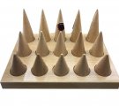 Wood Ring Display Tray With 15 Removable Cone