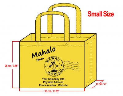 SMALL - 25x35x10cm Mahalo From Hawaii Design & Your Info In Blac