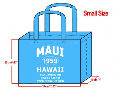 SMALL - 25x35x10cm Maui Hawaii 1959 Design & Your Info In White