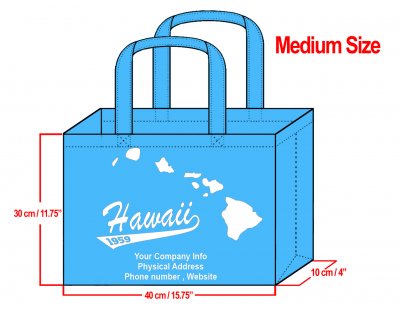 MEDIUM Teal-30x40x10cm Hawaii Island Design & Your Info In White