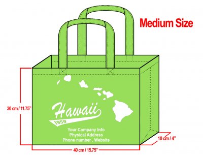 MEDIUM Lime-30x40x10cm Hawaii Island Design & Your Info In White