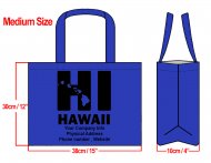 MEDIUM - 30x40x10cm HI Hawaii Island Design & Your Info In Black