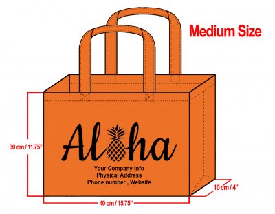 MEDIUM - 30x40x10cm Aloha Pineapple Design & Your Info In Black