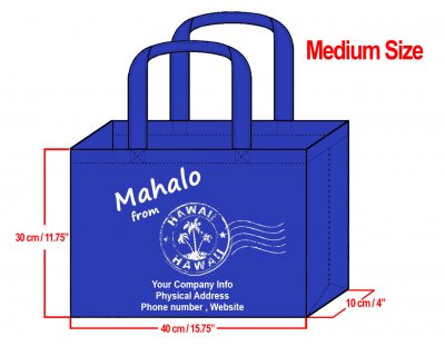 MEDIUM - 30x40x10cm Mahalo From Hawaii Design & Your Info In Whi