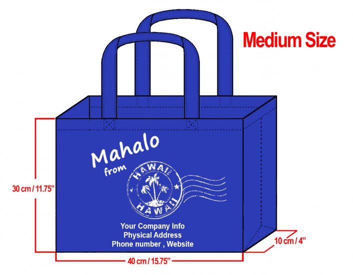 MEDIUM - 30x40x10cm Mahalo From Hawaii Design & Your Info In Whi - Click Image to Close