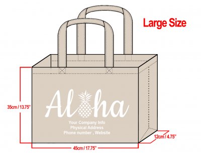 LARGE - 35x45x12cm Aloha Pineapple Design & Your Info In White