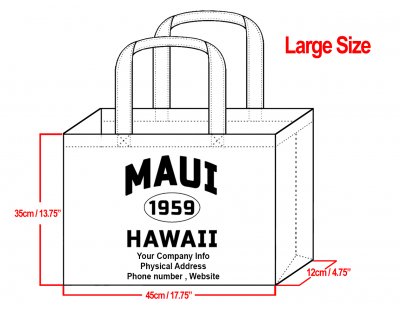 LARGE -35x45x12cm Maui Hawaii 1959 Design &Your Info In Black