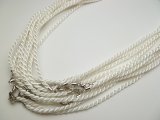 18"- 3mm White American Satin Double Twist Necklace w/ 925 Silve