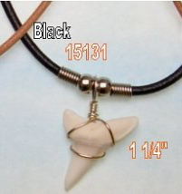 1-1/4" Mako Shark Teeth w/18" Brown Leather Necklace