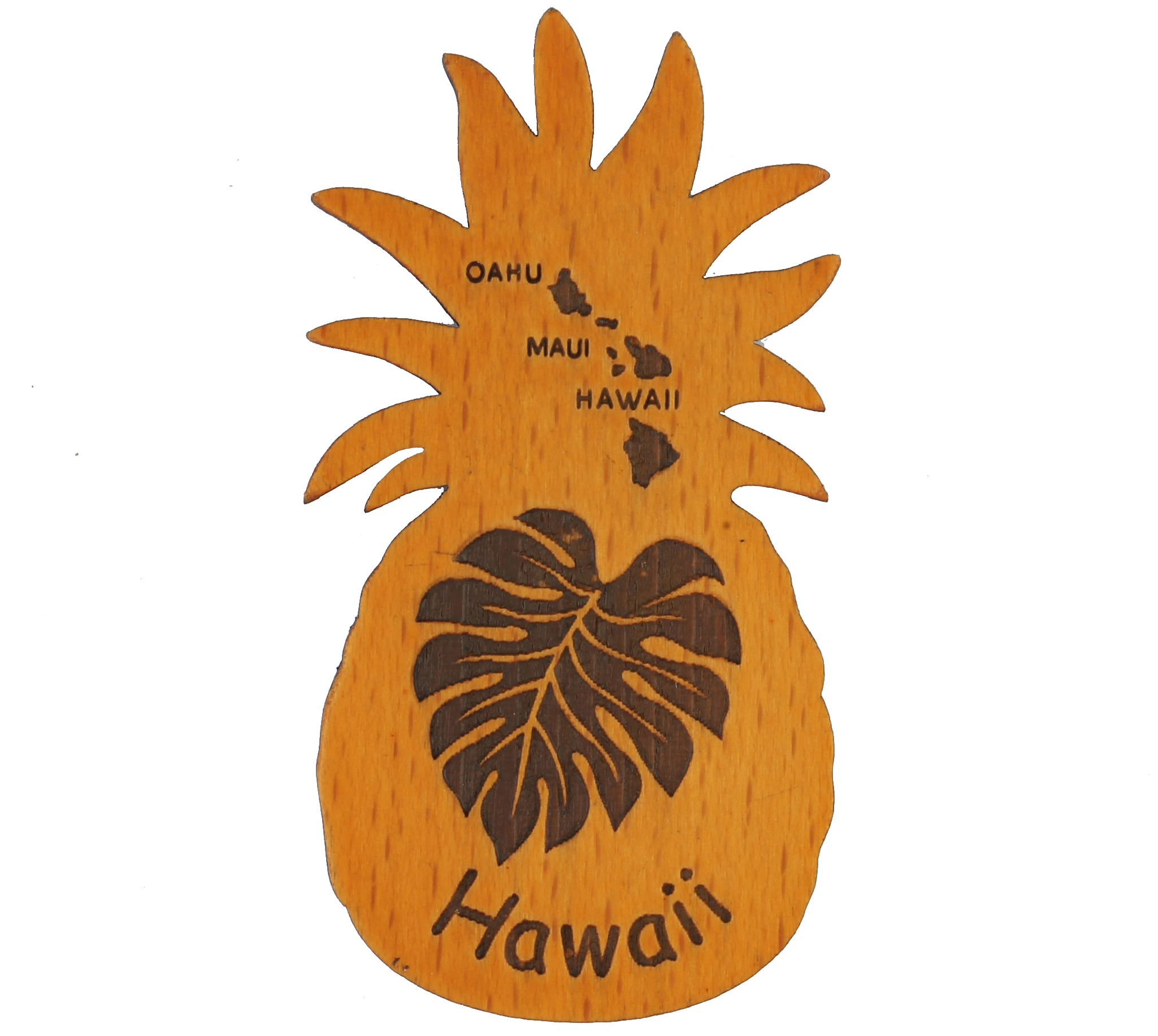 "Hawaii" Monstera Leaf, Turtle & Island Map Pineapple Shape Magn